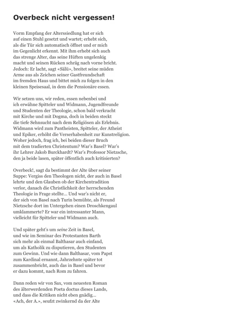 Vorschau: Overbeck nicht vergessen!